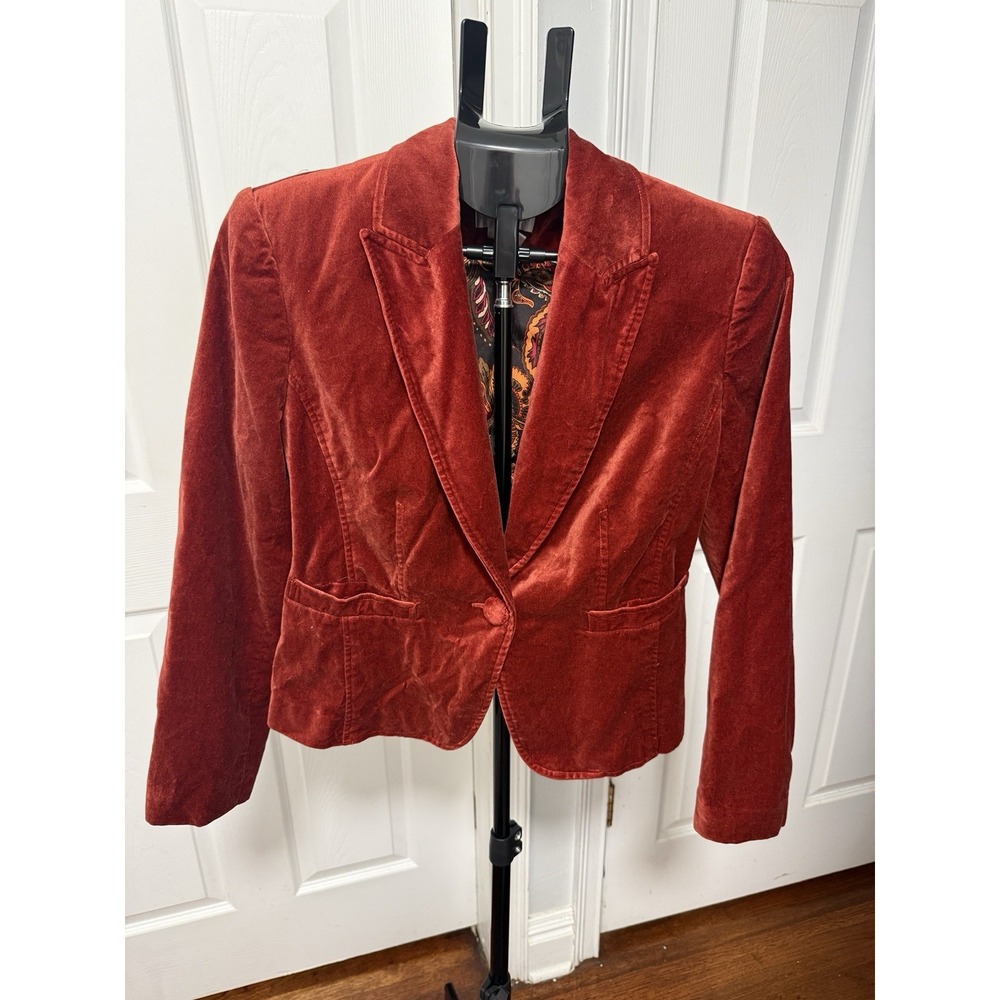 Worthington Rust-colored Velvet Blazer Paisley Lining Size 10
